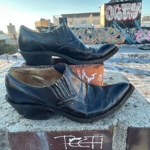 Black Leather Western Cowgirl Booties